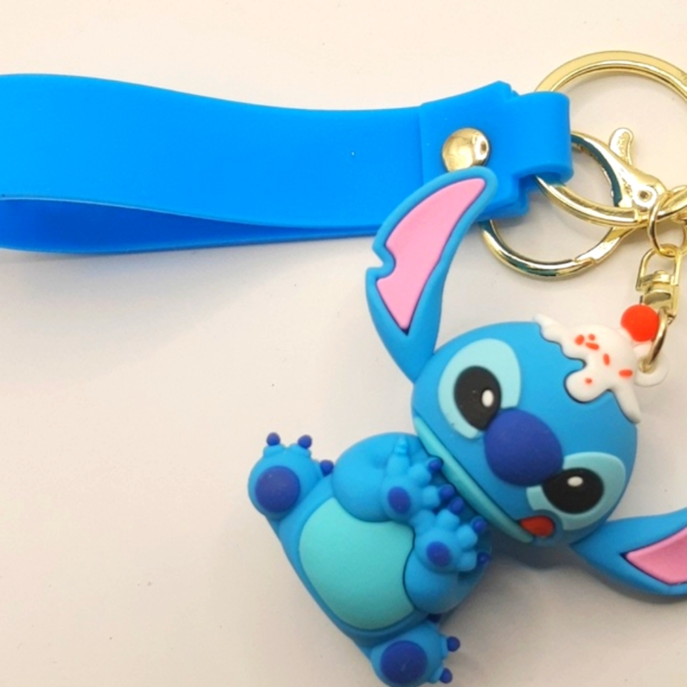 Disney Lilo Stitch Funny Stitch Sundae Silicone 3D Keychain Bag Pendant Keyring - Picture 13 of 13